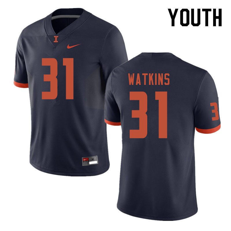 Youth #31 Cameron Watkins Illinois Fighting Illini College Football Jerseys Sale-Navy